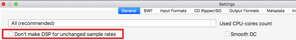 Settings - Don't make DSP