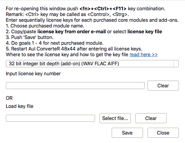 License window of AuI ConverteR Modula-R