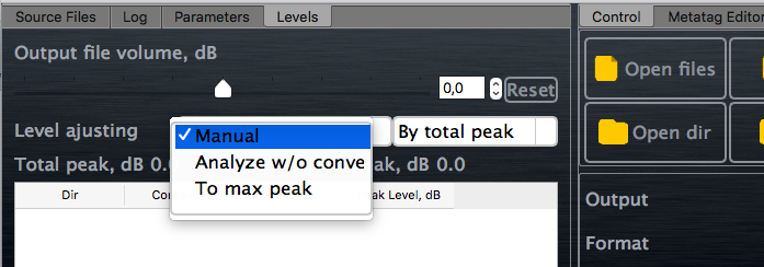 AuI ConverteR's level control modes