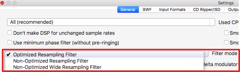 Resampling filter mode