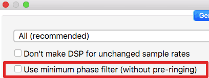 Settings - minimum phase filter