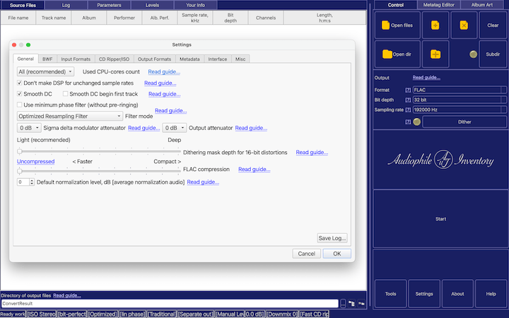 AuI ConverteR GUI, uncompressed FLAC